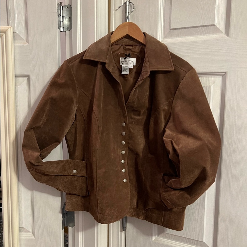 Brown suede and leather jacket-top